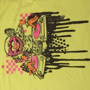 Animal DJ Graphic T-Shirt - Neon Yellow